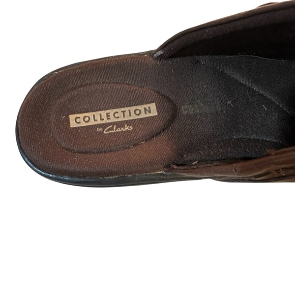 Clarks Collection Brown Leather Clog Mules Size 7 - Picture 4 of 6